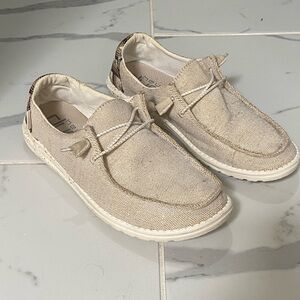 Hey Dude Women’s Wendy Brown Aztec with Gold Sparkles Shoes Size 11